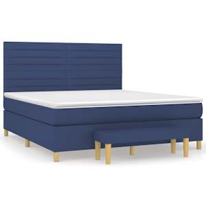 Box spring postel s matrací modrá 180x200 cm textil - obrázek 2