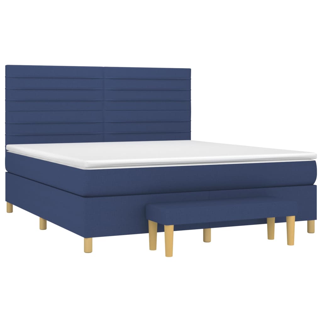 vidaXL Boxspring met matras stof blauw 180x200 cm afbeelding