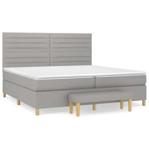 Box spring postel s matrací světle šedá 200 x 200 cm textil - obrázek 2