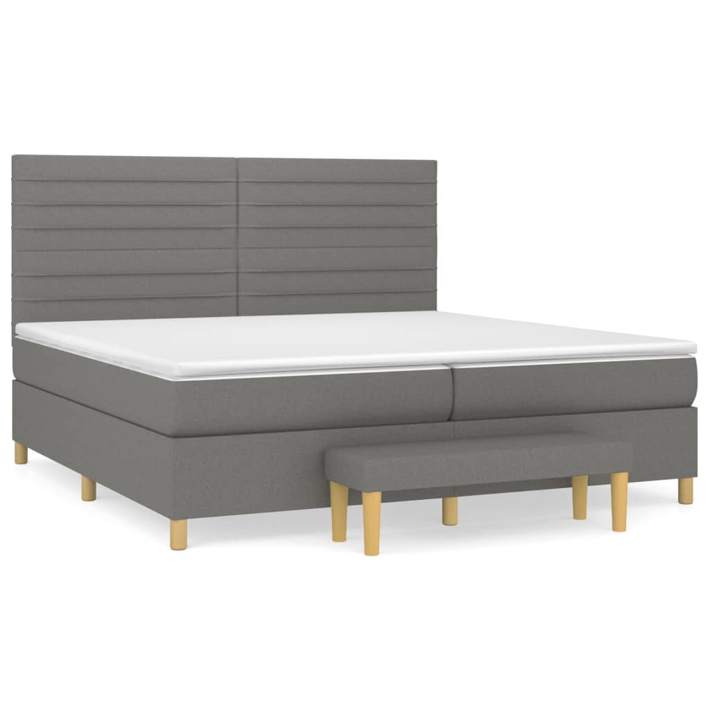 vidaXL Box spring postelja z vzmetnico temno siva 200x200 cm blago