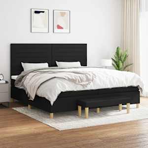 Box spring postel s matrací černá 200x200 cm textil - obrázek 1