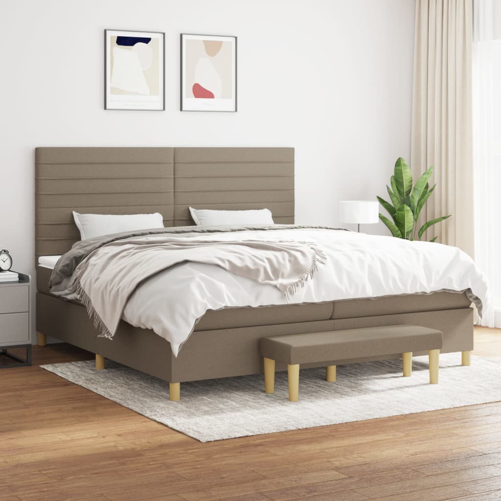 Boxspringbett mit Matratze Taupe 200×200 cm Stoff