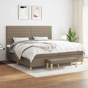 Box spring postel s matrací taupe 200x200 cm textil - obrázek 1