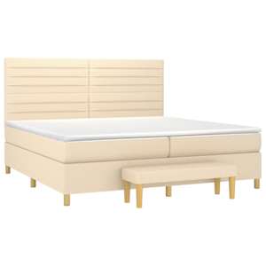 Box spring postel s matrací krémová 200x200 cm textil - obrázek 3