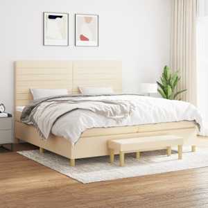 Box spring postel s matrací krémová 200x200 cm textil - obrázek 1
