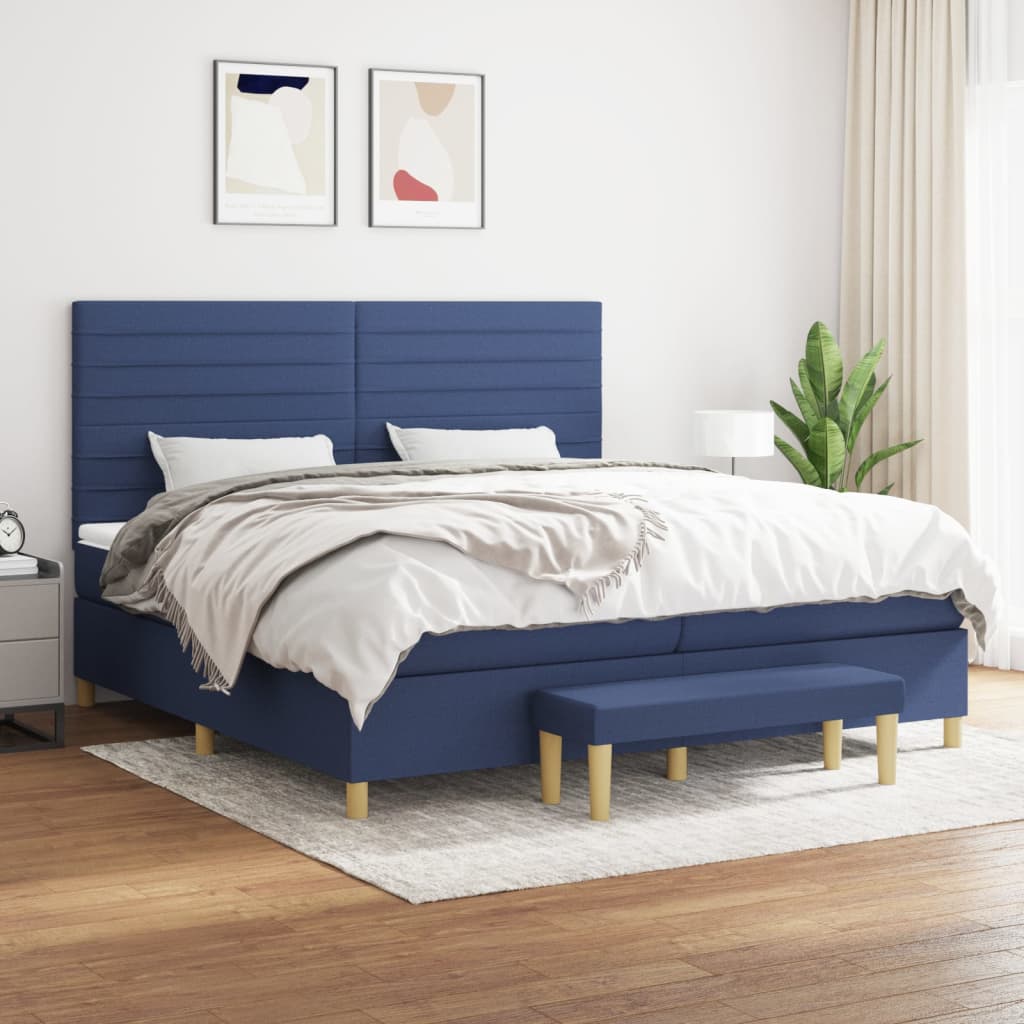 Boxspringbett mit Matratze Blau 200×200 cm Stoff