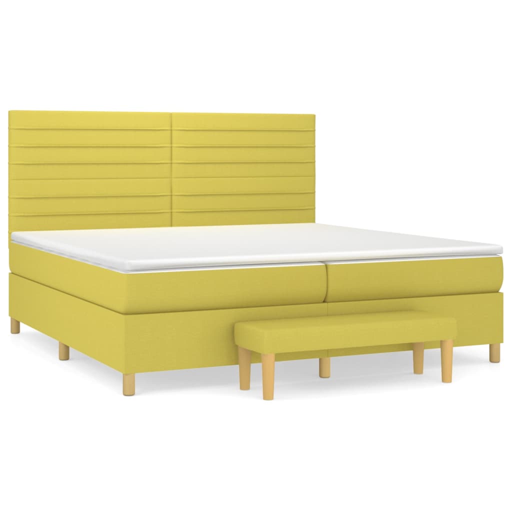 Box spring postel s matrací světle zelená 200x200 cm textil
