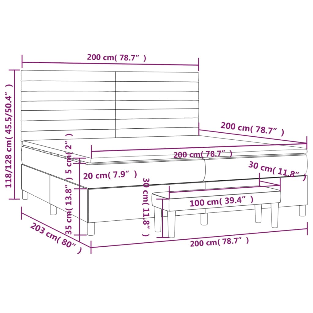 Box spring postel s matrací světle zelená 200x200 cm textil