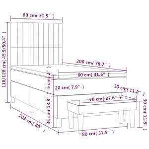 Box spring postel s matrací krémová 80 x 200 cm textil - obrázek 8