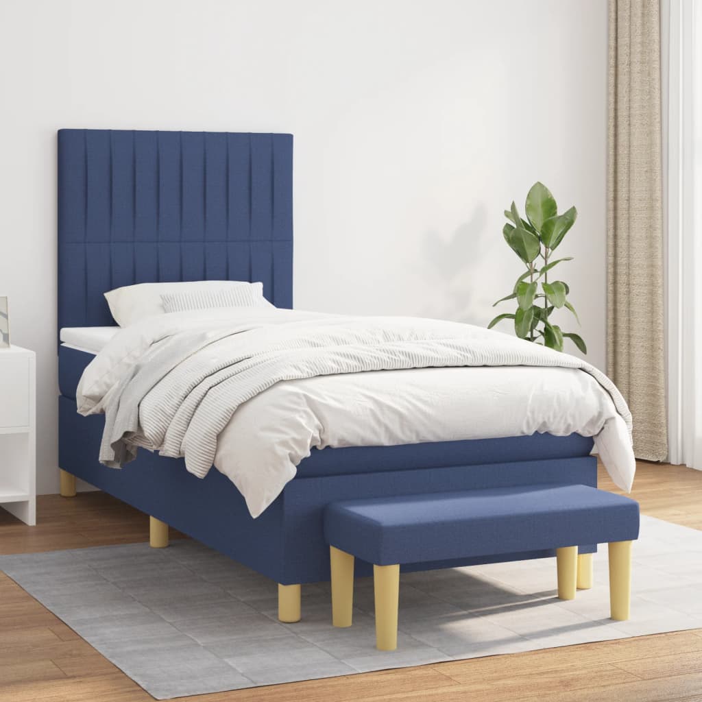 vidaXL Boxspringbett mit Matratze Blau 80x200 cm Stoff