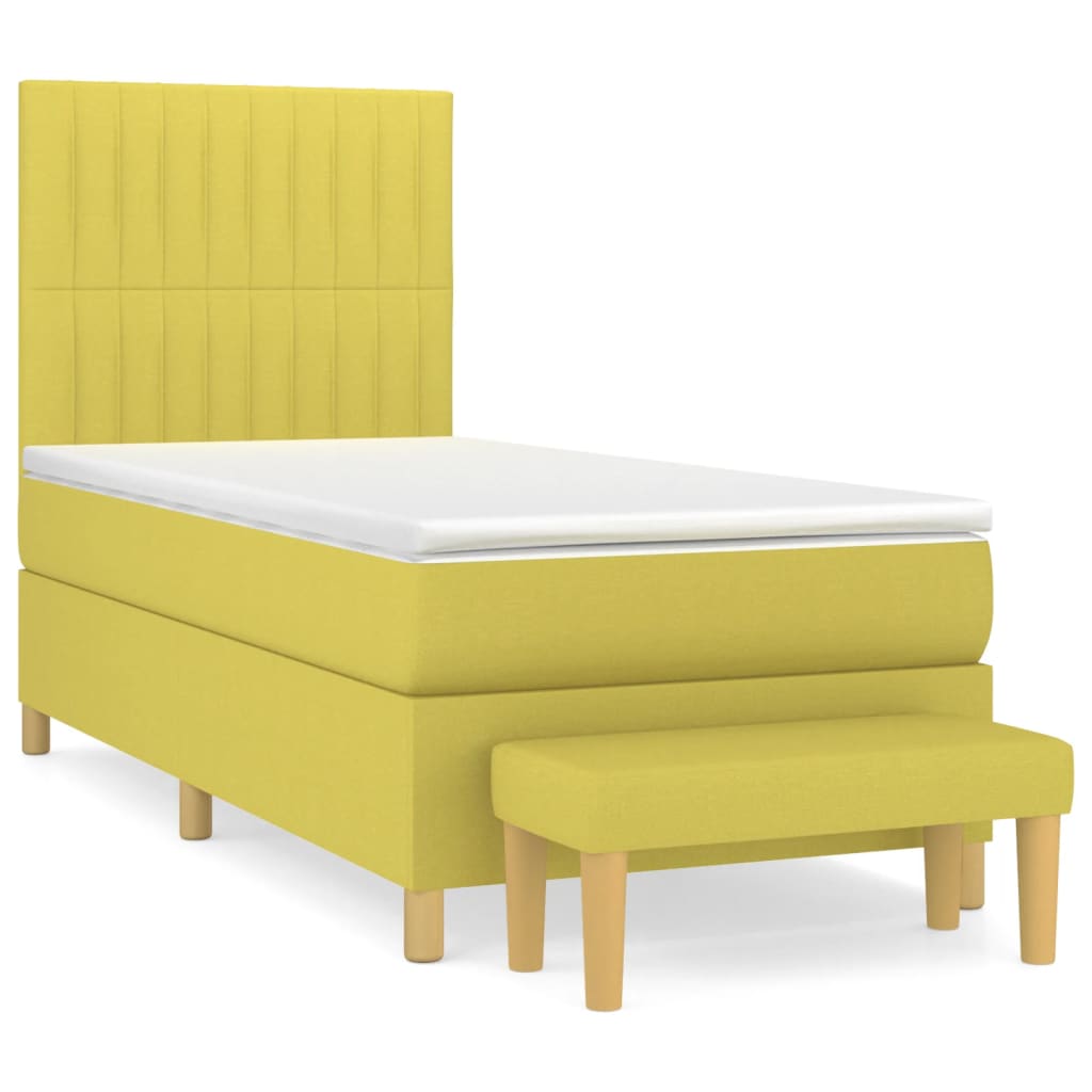 Box spring postel s matrací světle zelená 80 x 200 cm textil