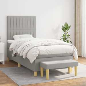 Box spring postel s matrací světle šedá 90x190 cm textil - obrázek 1