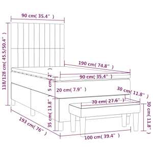 Box spring postel s matrací černá 90x190 cm textil - obrázek 8