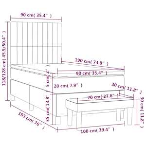 Box spring postel s matrací krémová 90x190 cm textil - obrázek 8