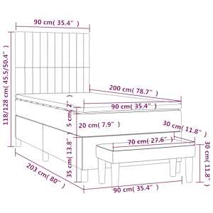 Box spring postel s matrací černá 90x200 cm textil - obrázek 8