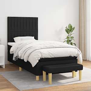 Box spring postel s matrací černá 90x200 cm textil - obrázek 1