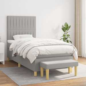 Box spring postel s matrací světle šedý 100 x 200 cm textil - obrázek 1
