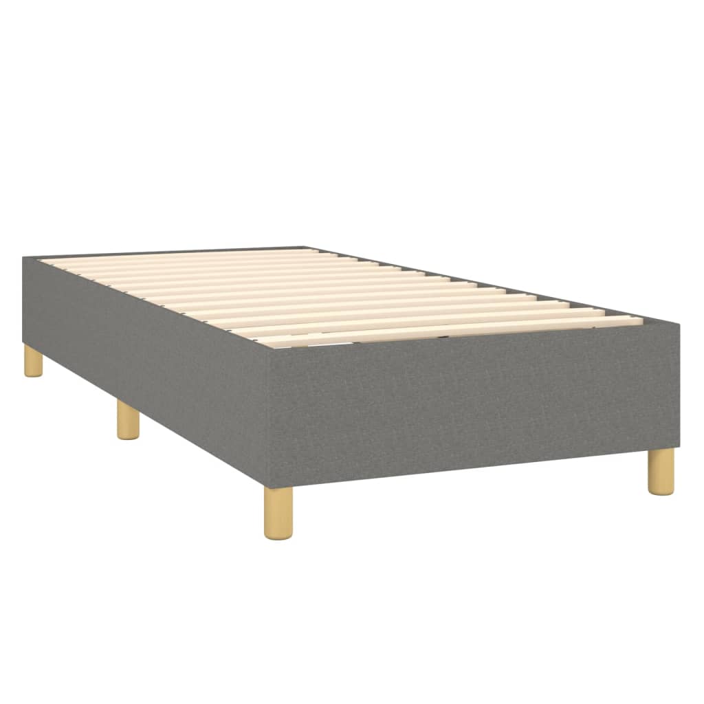 Box spring postelja z vzmetnico temno siva 100x200 cm blago