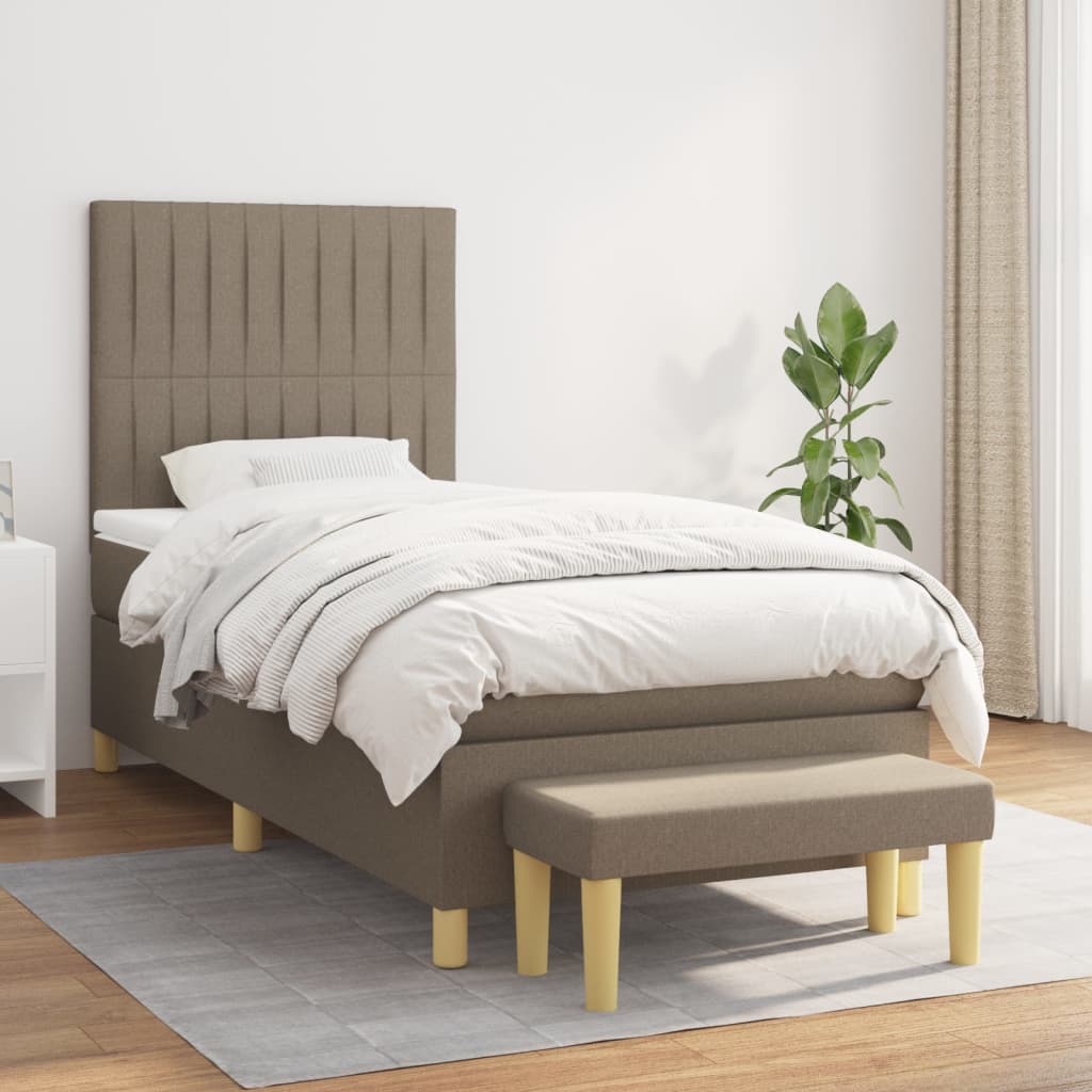 Boxspringbett mit Matratze Taupe 100×200 cm Stoff