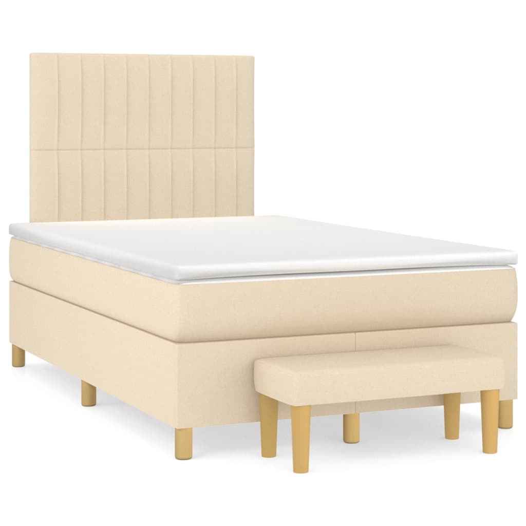 vidaXL Box spring postel s matrací krémová 120x200 cm textil
