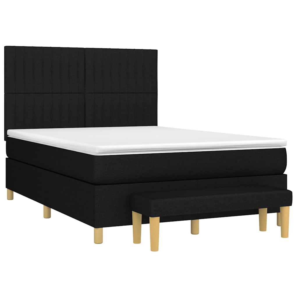 vidaXL Boxspring met matras stof zwart 140x190 cm afbeelding