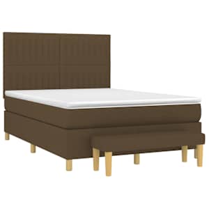 Box spring postel s matrací tmavě hnědá 140x190 cm textil - obrázek 3