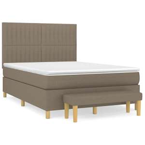 Box spring postelja z vzmetnico taupe 140x190 cm blago - slika 2