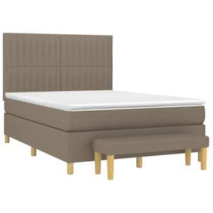 Box spring postelja z vzmetnico taupe 140x190 cm blago - slika 3
