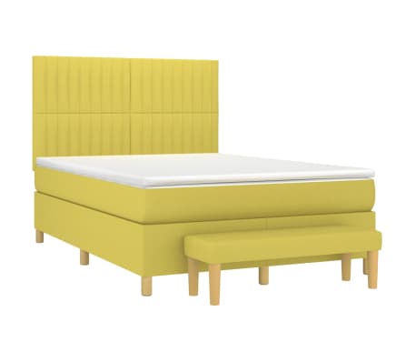 vidaXL Lova su spyruoklėmis ir čiužiniu, žalia, 140x200 cm, audinys