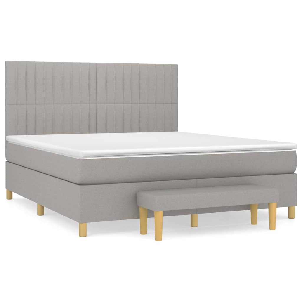 vidaXL Box spring postelja z vzmetnico svetlo siva 160x200 cm žamet