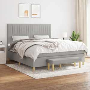 Box spring postel s matrací světle šedá 160 x 200 cm textil - obrázek 1