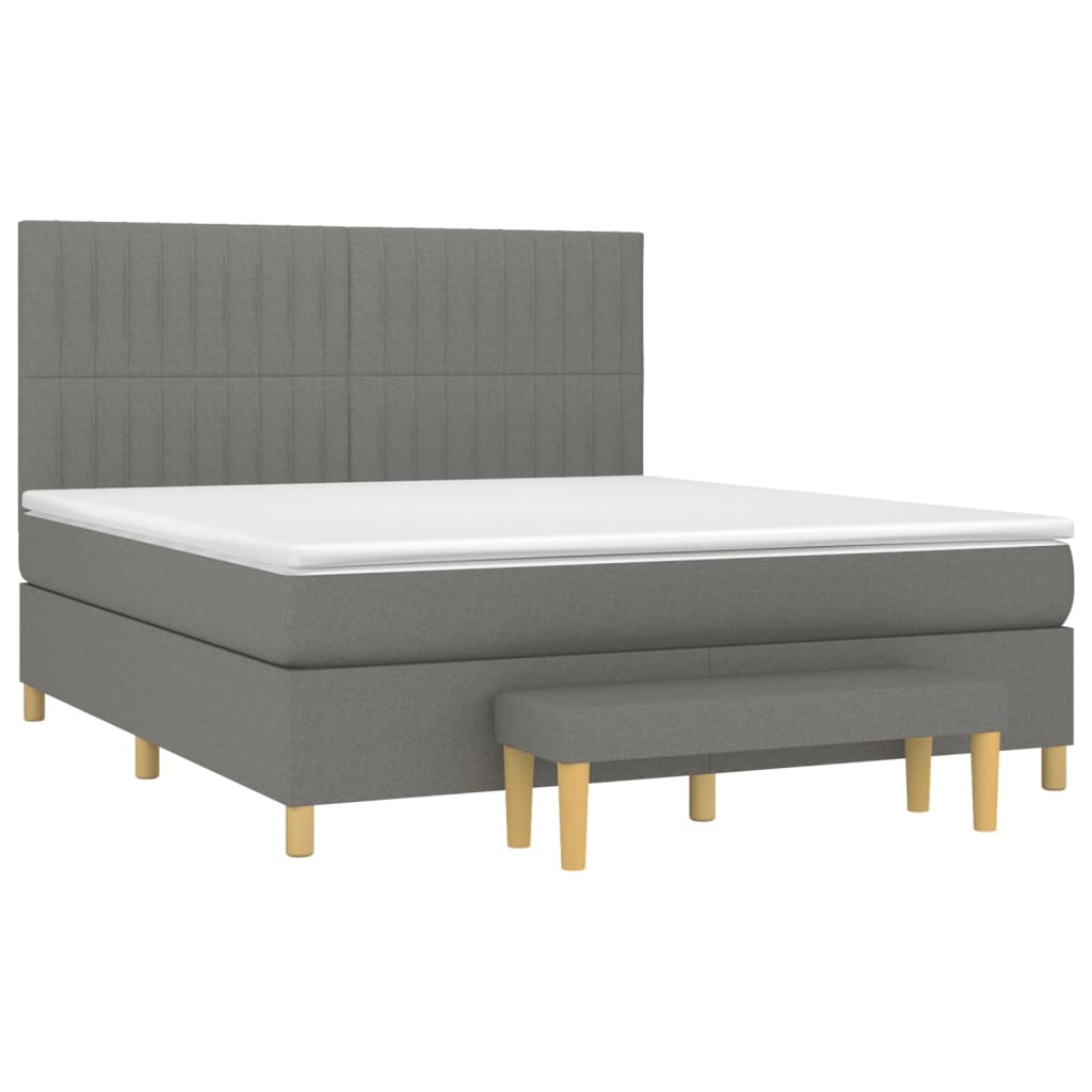 vidaXL Boxspring met matras stof donkergrijs 160x200 cm afbeelding