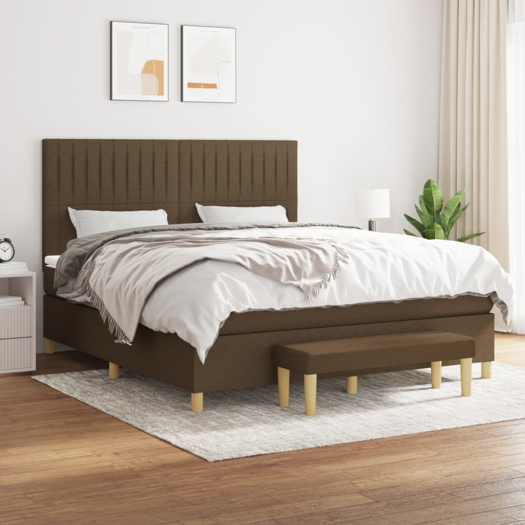 vidaXL Box spring postel s matrací tmavě hnědá 160x200 cm textil