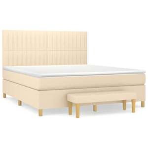 Box spring postel s matrací krémová 160x200 cm textil - obrázek 2
