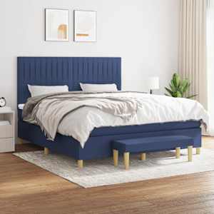 Box spring postel s matrací modrá 160x200 cm textil - obrázek 1