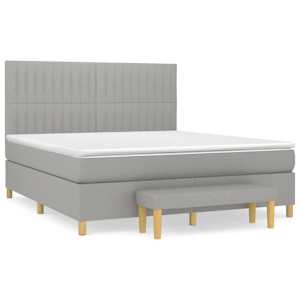 Box spring postel s matrací světle šedá 180 x 200 cm textil - obrázek 2