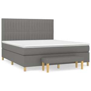 Box spring postel s matrací tmavě šedá 180x200 cm textil - obrázek 2