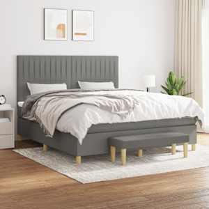 Box spring postel s matrací tmavě šedá 180x200 cm textil - obrázek 1