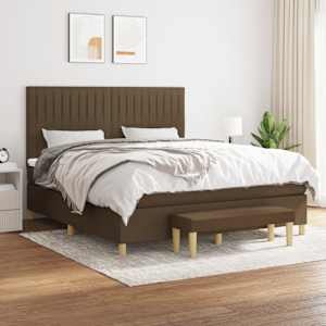 Box spring postelja z vzmetnico temno rjava 180x200 cm blago