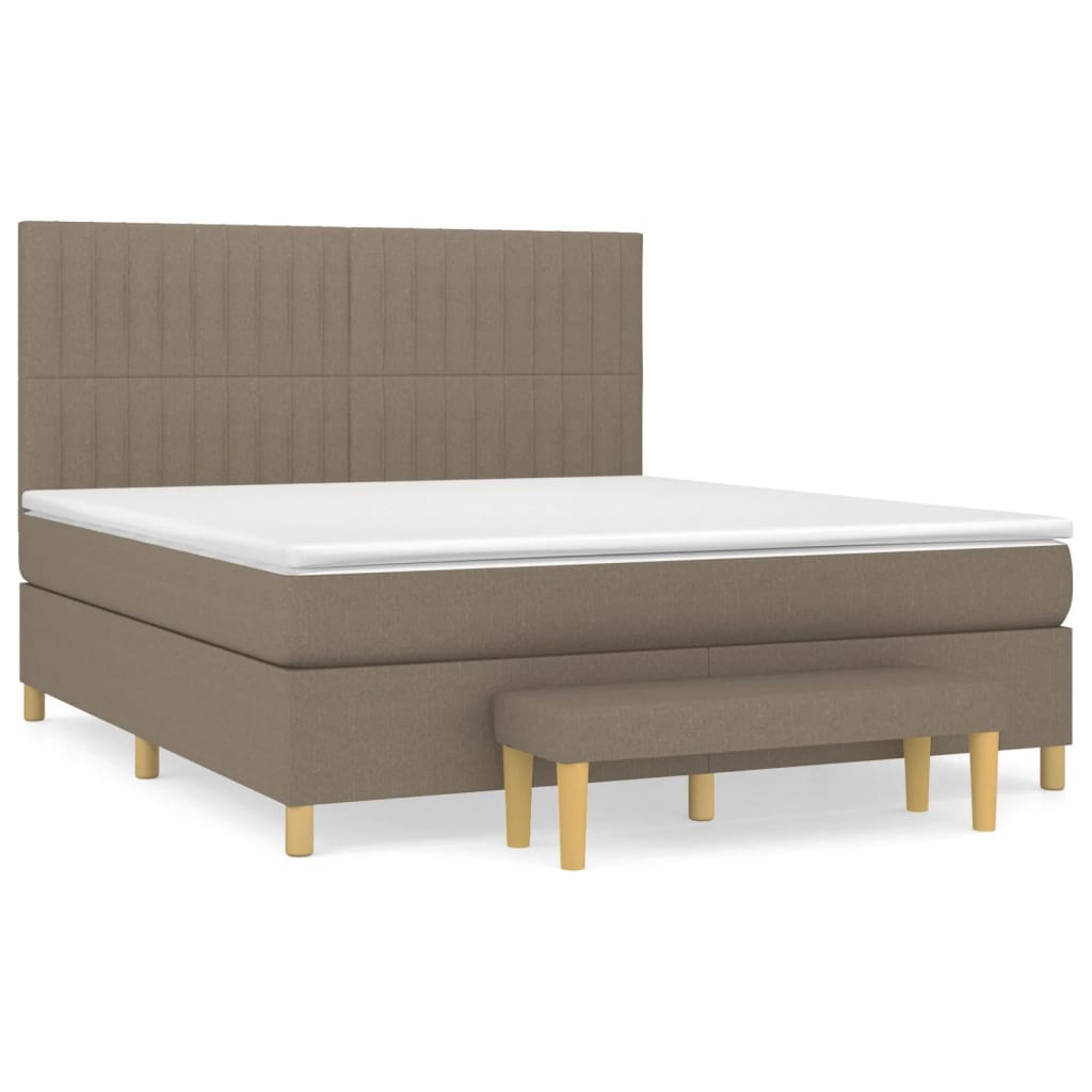 vidaXL Box spring postelja z vzmetnico taupe 180x200 cm blago