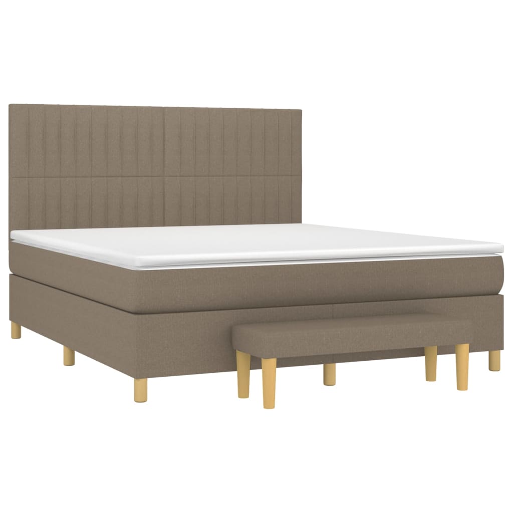 vidaXL Boxspring met matras stof taupe 180x200 cm afbeelding