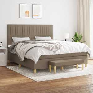 Box spring postel s matrací taupe 180x200 cm textil - obrázek 1