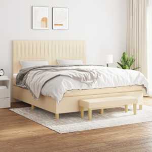 Box spring postel s matrací krémová 180x200 cm textil - obrázek 1