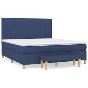 Box spring postel s matrací modrá 180x200 cm textil - obrázek 2