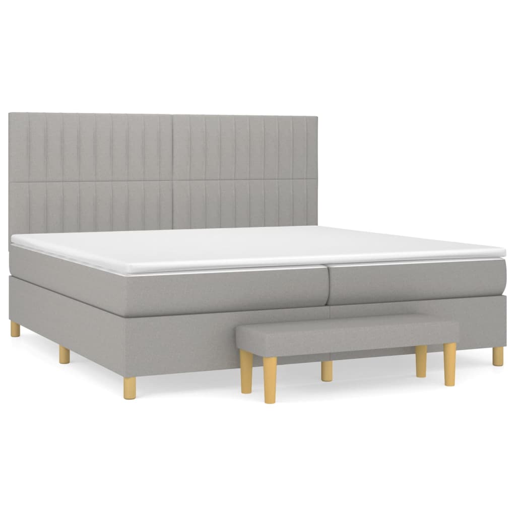 Box spring postel s matrací světle šedá 200 x 200 cm textil