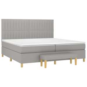 Box spring postel s matrací světle šedá 200 x 200 cm textil - obrázek 3
