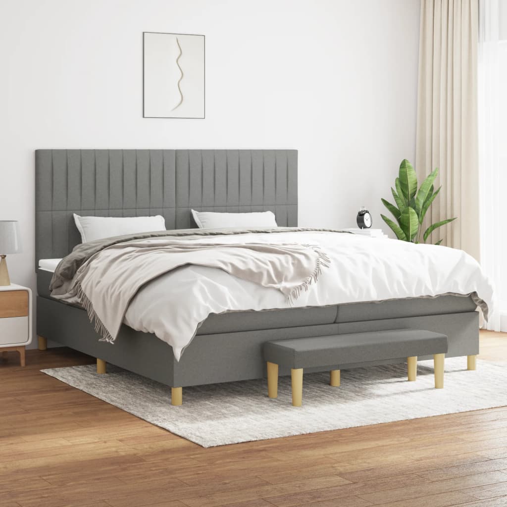 Box spring postel s matrací tmavě šedá 200x200 cm textil