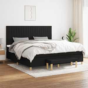 Box spring postel s matrací černá 200x200 cm textil - obrázek 1