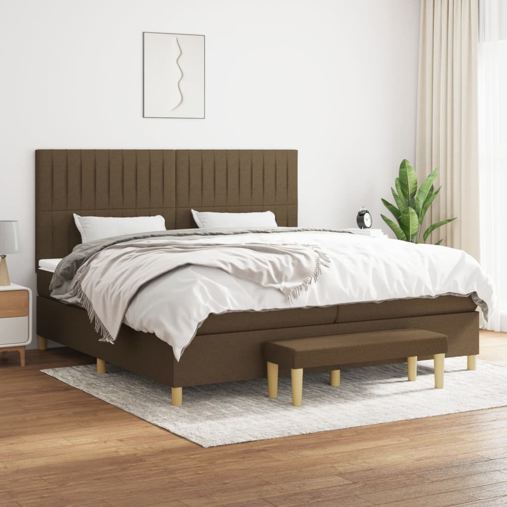 Box spring postel s matrací tmavě hnědá 200x200 cm textil