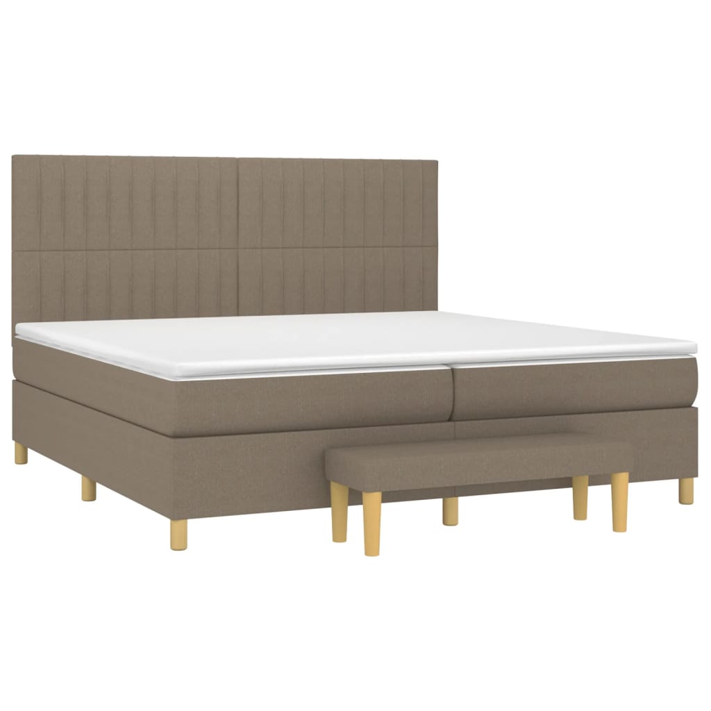 vidaXL Boxspring met matras stof taupe 200x200 cm afbeelding